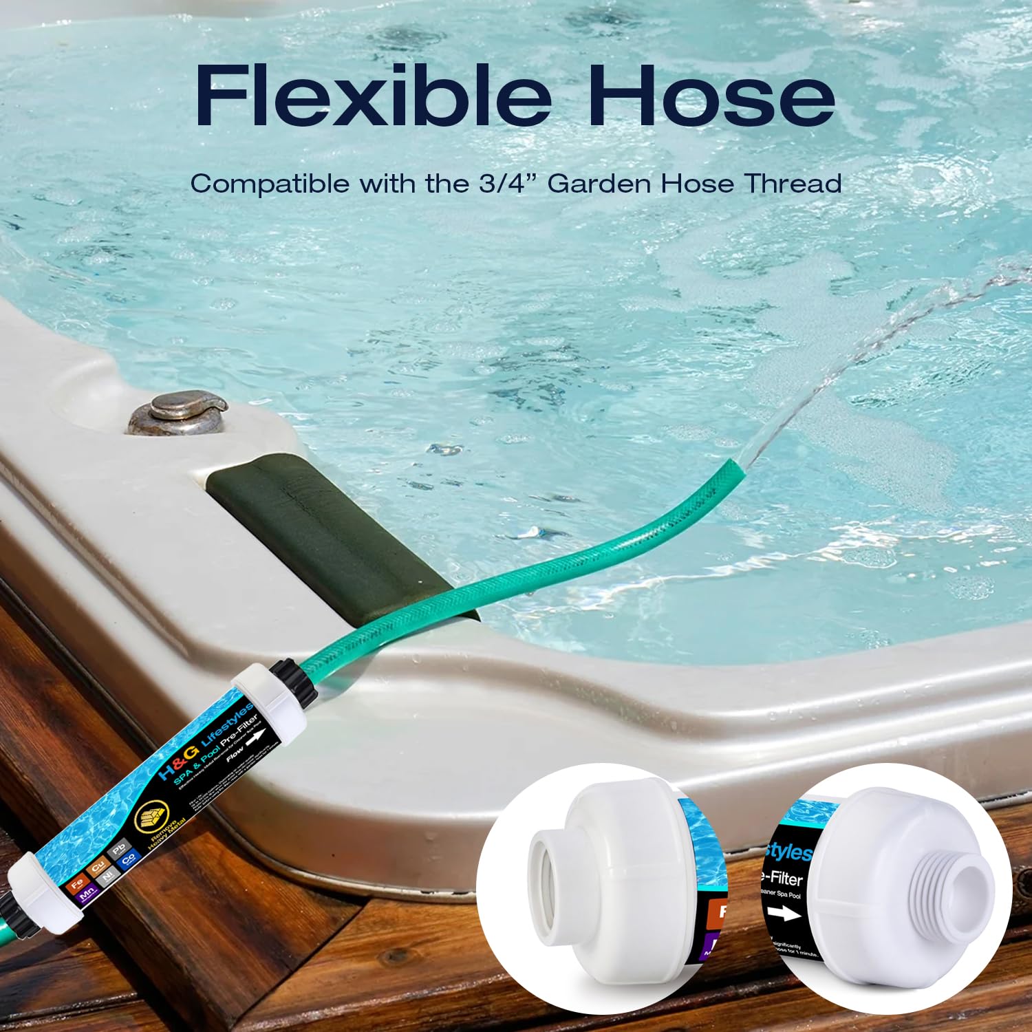 H&G Lifestyles Filtro de hierro de metal pesado para manguera de jardín, filtro de manguera para llenar jacuzzi, piscina, spa, diseño especial para agua de pozo, se adapta a cualquier rosca estándar