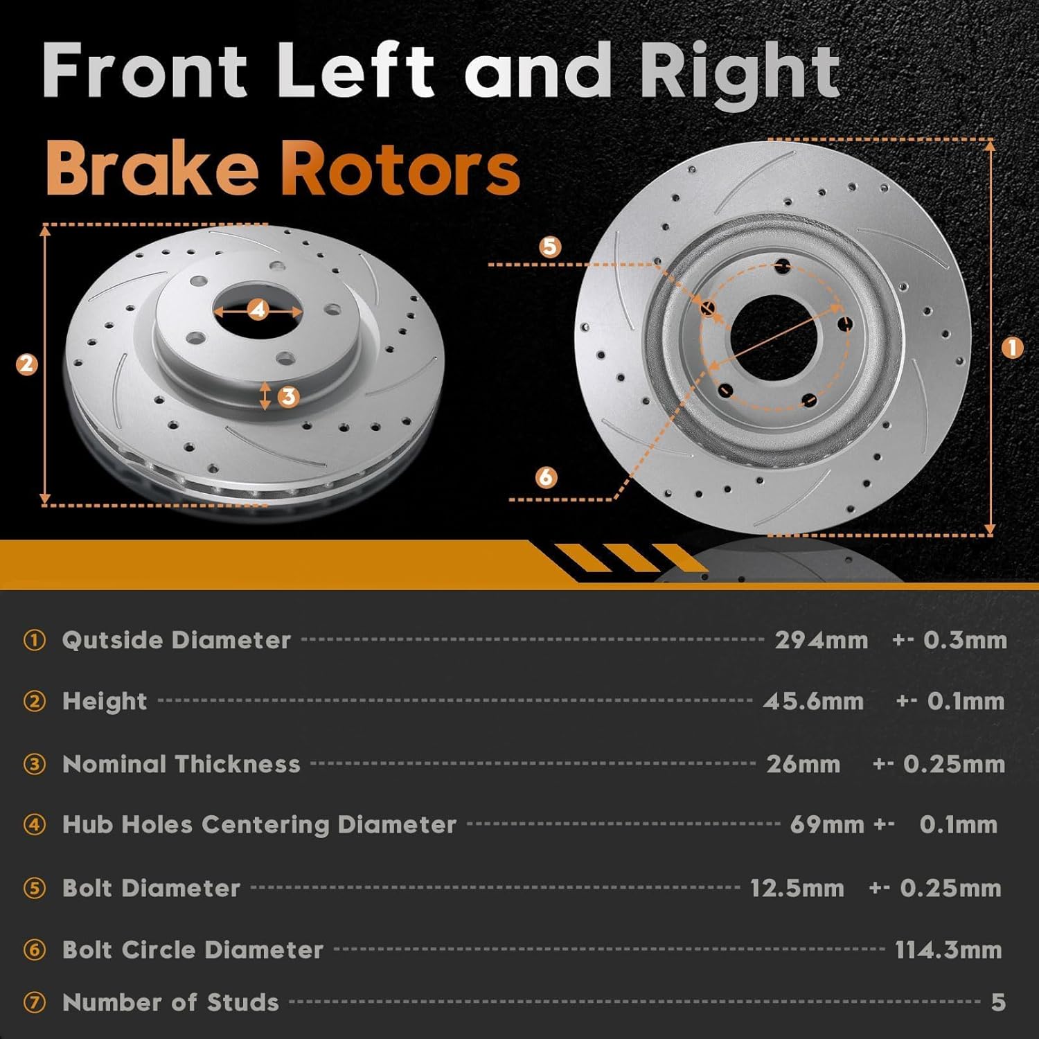Betthand Front Brake Kits for 2007-2017 Jeep Patriot Compass, 2008-2014 Dodge Avenger, 2008-12 Caliber, 2011-14 Chrysler 200, 07-10 Sebring, Drilled & Slotted, Geomet-Coated Rotors And Ceramic Pads
