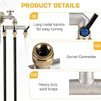 Distribuitor de apă cu 3 căi EXLECO din alamă, G3/4 cu adaptor de 1/2, cu robinet de închidere separat pentru robinet de grădină, mașină de spălat, irigare, cu robinet cu bilă 5
