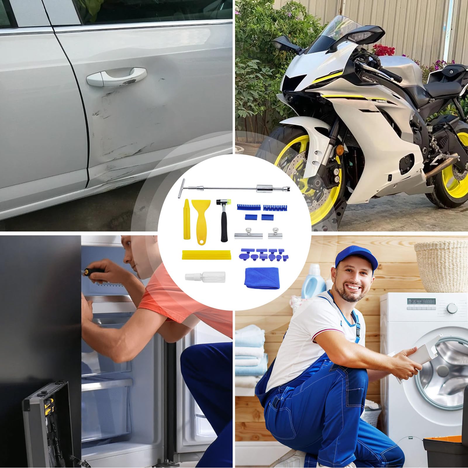 Kit de Reparación de Abolladuras para Coche Intenso y Multifuncional | de Extracción para Carrocería para Moto Principiantes y Expertos en Emergencia
