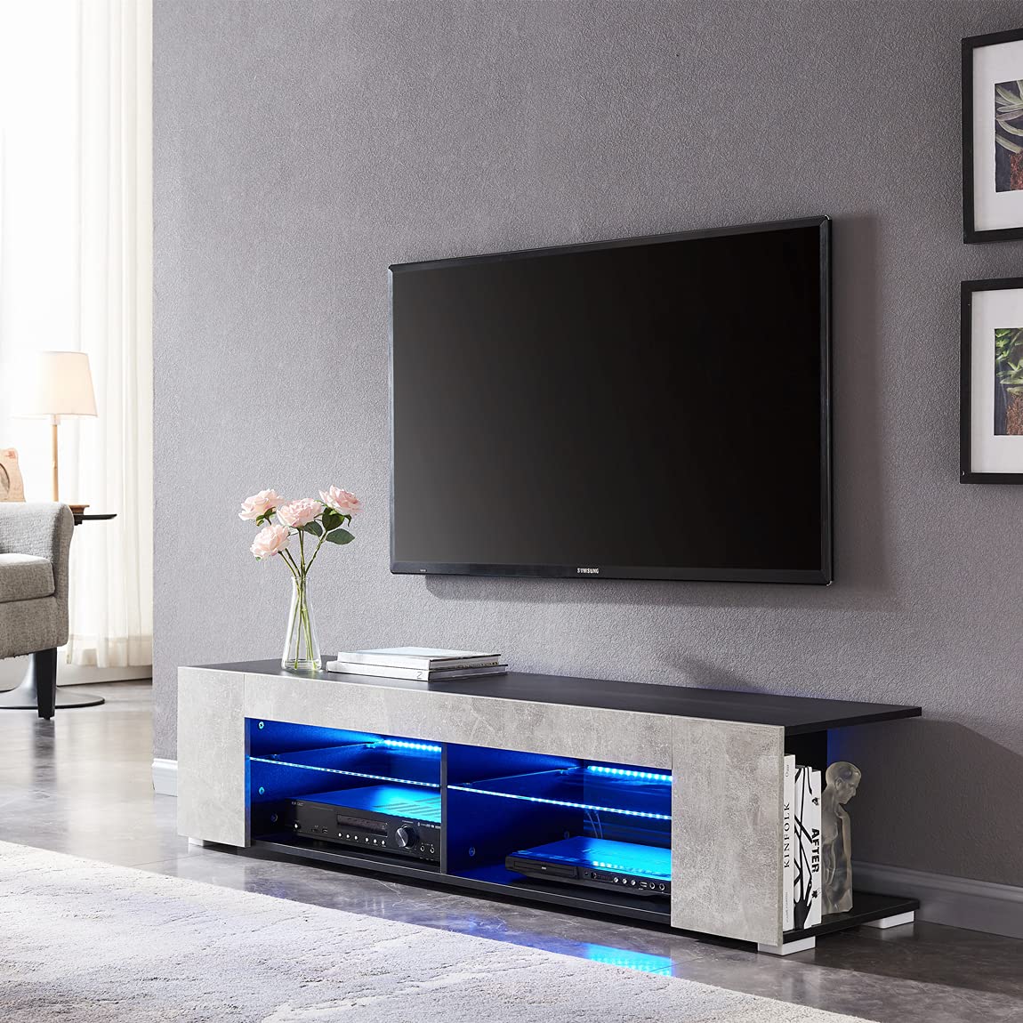 Generic 57 inch Tv Stand for 65 inch tv, LED TV Cabinet TV Entertainment Center Modern TV Console Ta