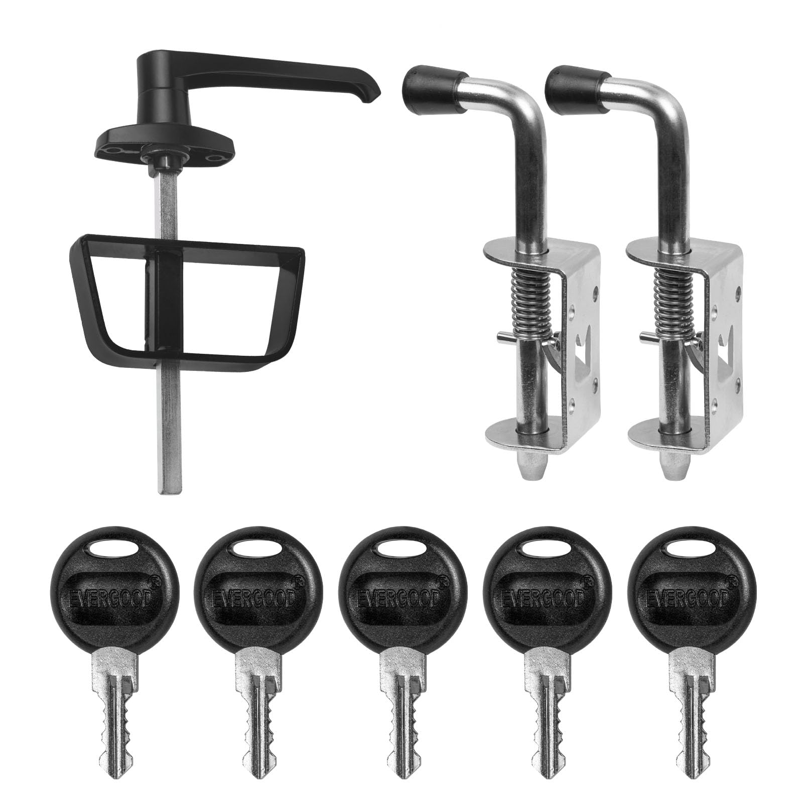 5-Key Double Door Shed Hardware Kit - Includes Barrel Bolt, Latch, and Double Door Hardware for Easy Installation for Gates, playrooms，Added