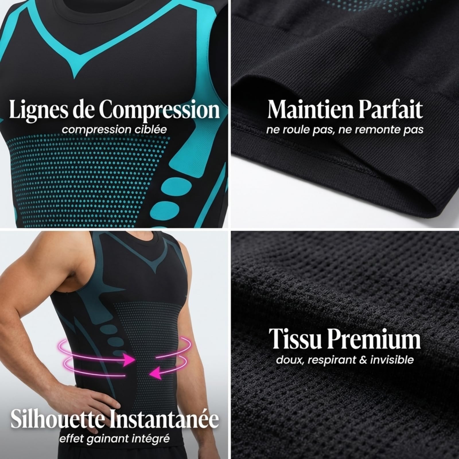 Underfit Homme,2026 Nouveau Debardeur Compression Homme,Gilet De Modelage Ionique Underwear,Pour Sculpter La Silhouette Et Réduire La Graisse Thoracique