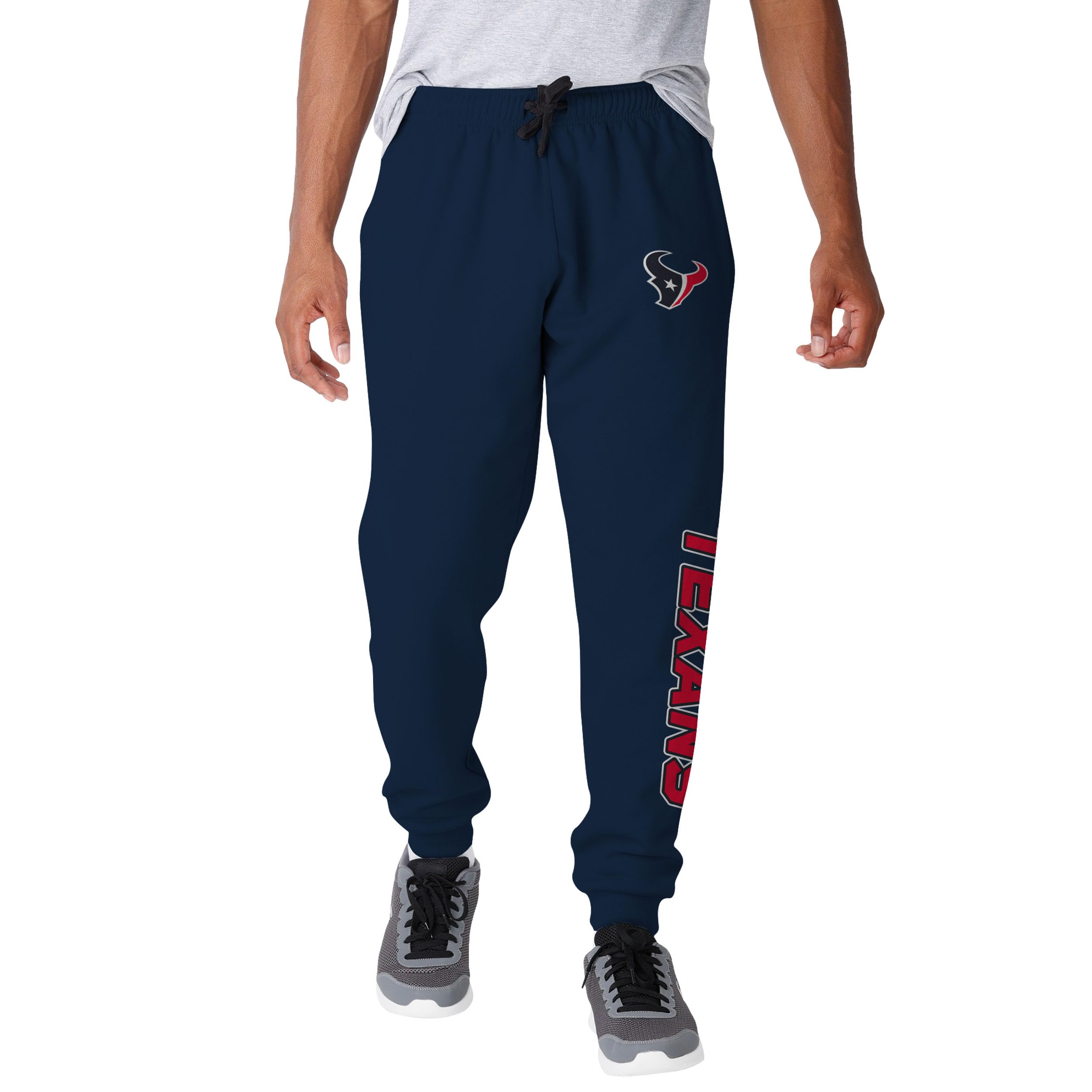 FOCO NFL Men's Officially Licensed Team Color Primary Logo Prime Time Football Sweatpants Joggers Pants, Houston Texans, X-Large