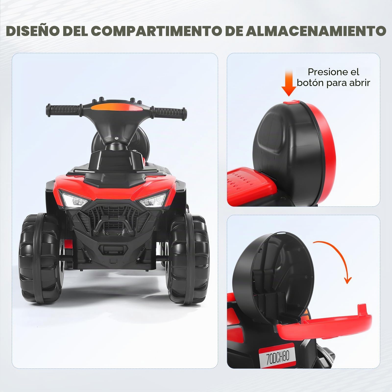 Coche Eléctrico para Niños,Cuatrimoto eléctrica de 12 V para niños con Puerto USB, Motocicleta Infantil con Reproductor de música MP3 y Faros Delanteros, vehículo Infantil (Rojo)