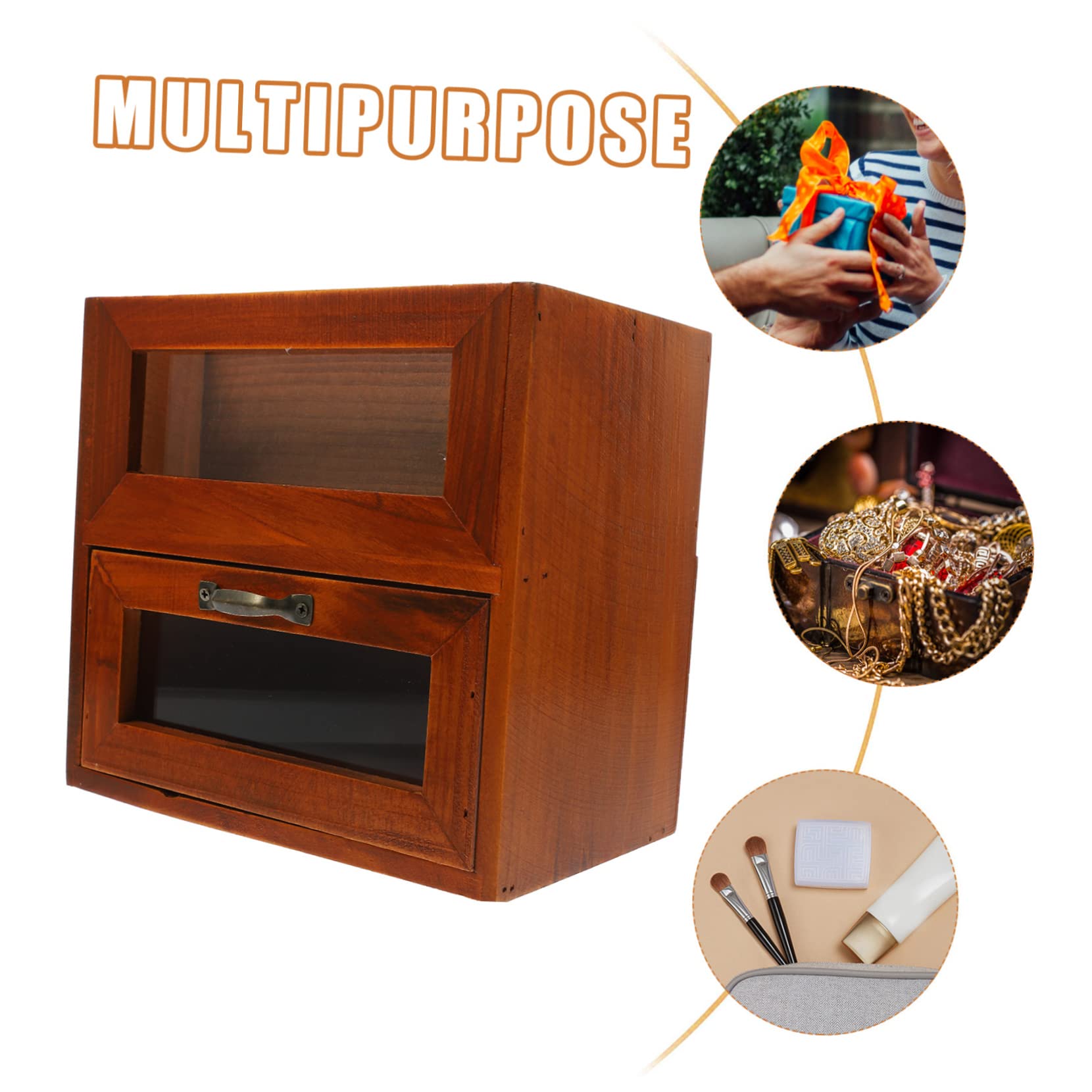 Ciieeo Organisateur De Rangement Pour Bijoux Armoire De Bureau En Bois Boîte De Rangement Pour Pinceaux De Maquillage - Tabletop
