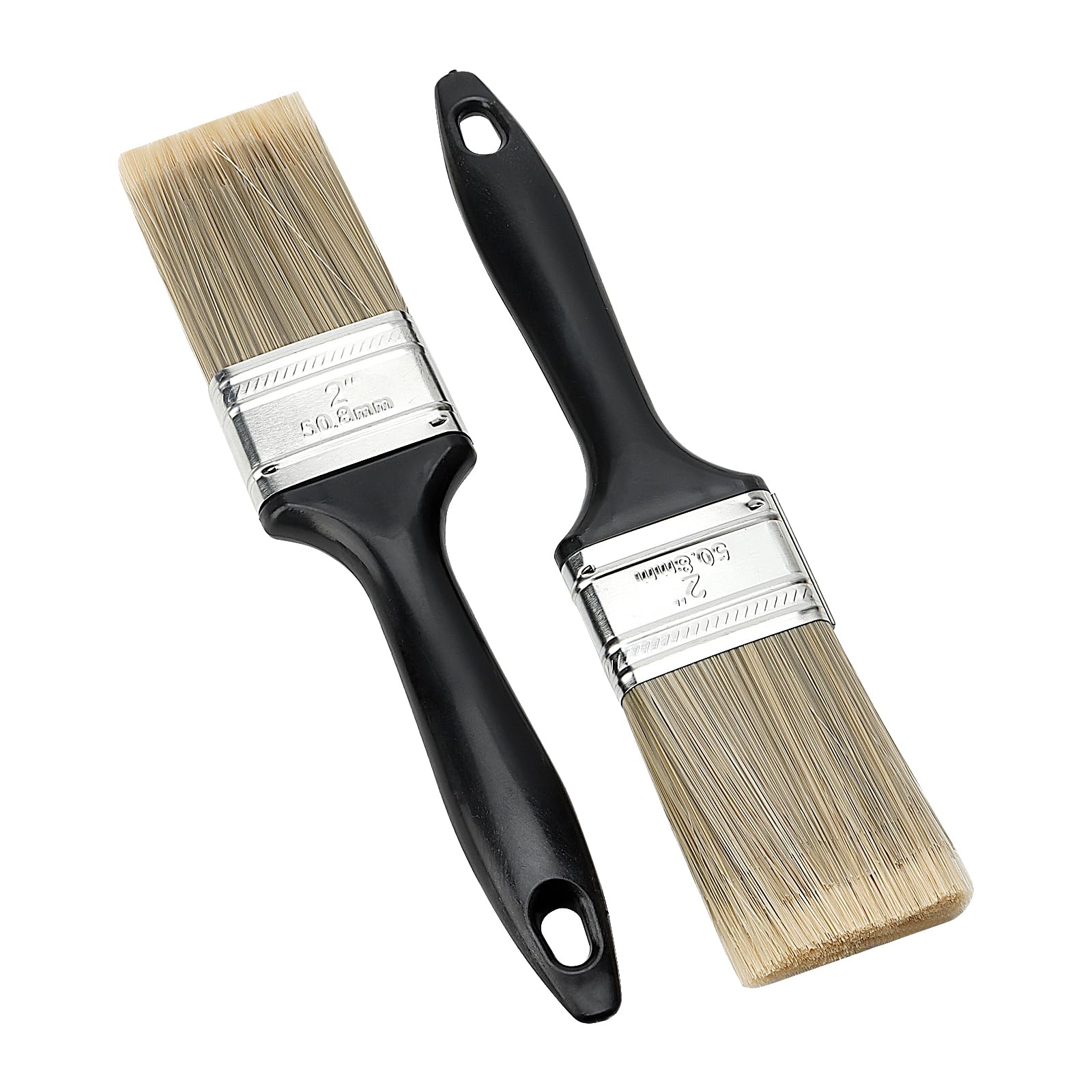 25 pinceles de pintura con mango de plástico de 2 pulgadas, pinceles de pintura para paredes, madera, decoración