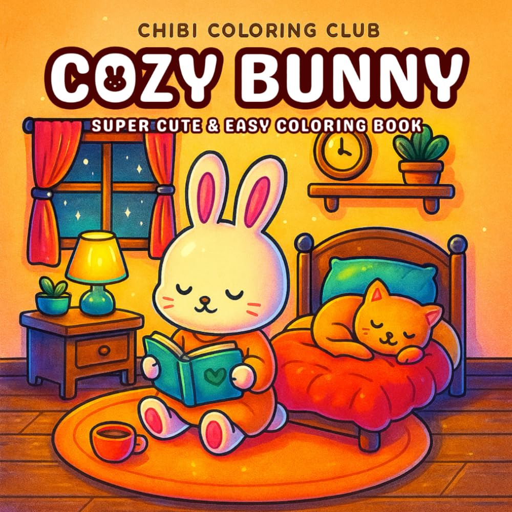 Cozy Bunny: 40 Cute and Cozy Chibi Bunny Scenes for Relaxation, Stress Relief, and Fun Animal Coloring – Perfect Kawaii Coloring Book for Kids, Teens, ... Cute Bunnies, Cozy Scenes, and Adorable Art