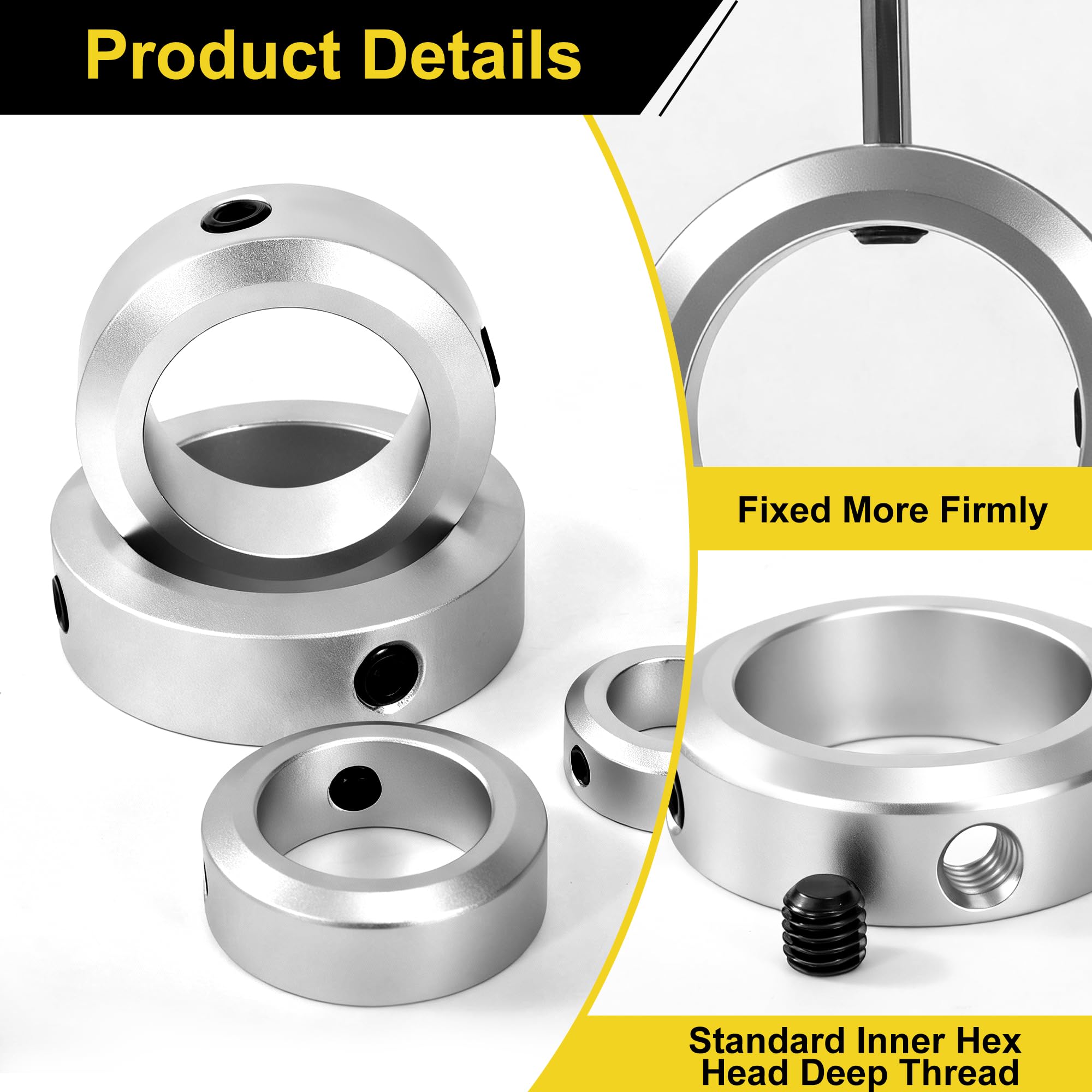 4 Stück Stellringe 50mm Bohrung 70mm AD 22mm Breite Wellensicherungsring Stellringe Welle aus Aluminiumlegierung für Rad Axle Getriebe Montagen CNC-Maschinen