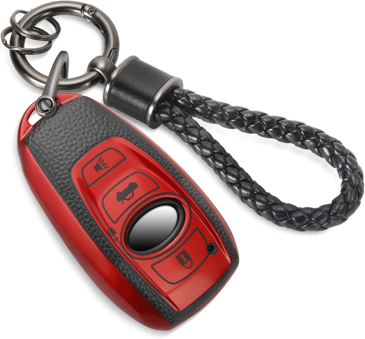 Key Fob Cover for Subaru, Braided Loop Keychain Accessory, Red