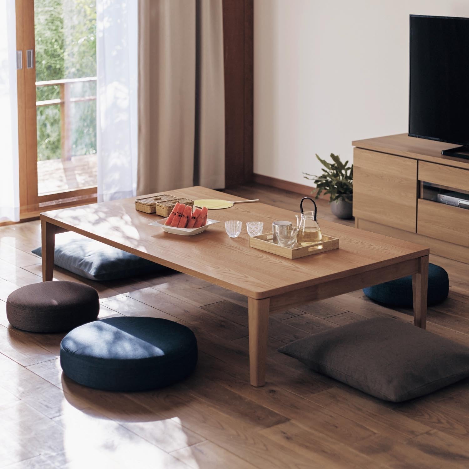 ベルメゾン 天然木 折りたたみ式 ローテーブル ちゃぶ台 座卓 楕円 4