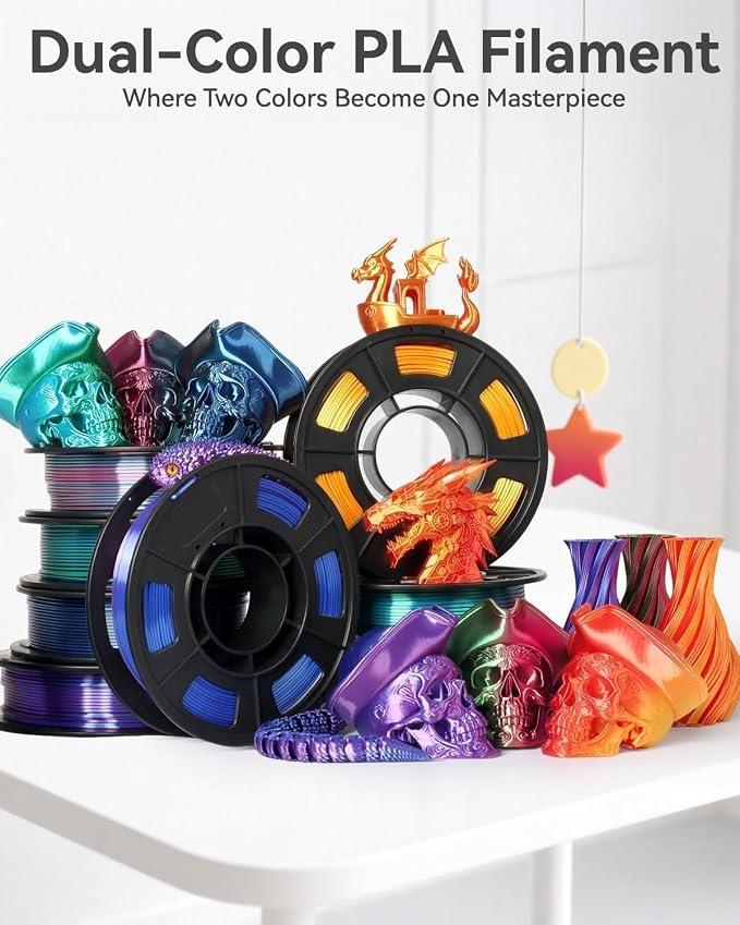 Filamento Silk PLA para Impresora 3D 4 x 250g Dual Color miniatura 8