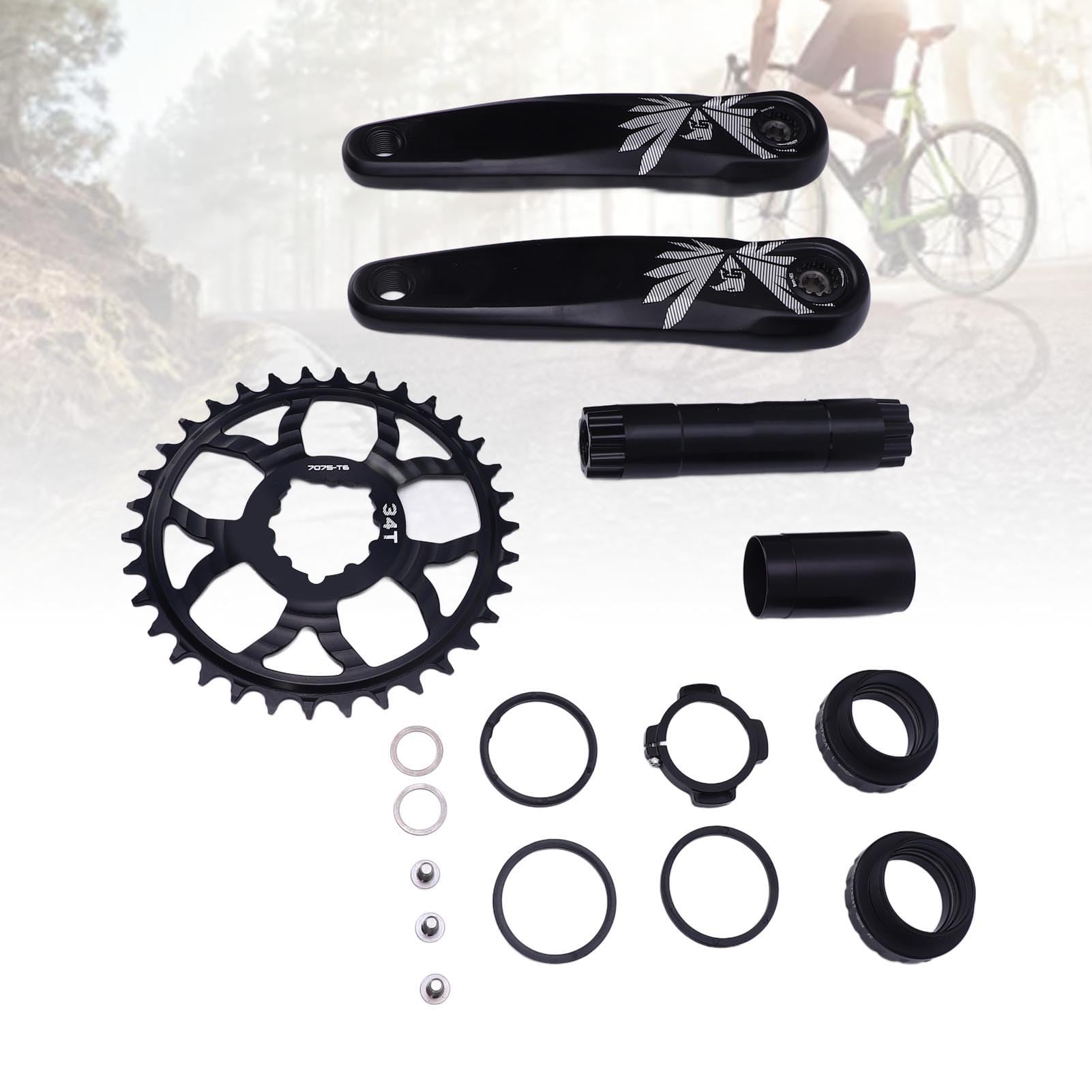 Mechanizm Korbowy do Rowerów Górskich Aluminiowy Zestaw Ramion Korby, Wydrążona Wąska Szeroka Tarcza z Suportem DUB do Zestawu Korb Rowerowych, Lekki Zestaw Tarcz Korby Rowerowej Rowerów