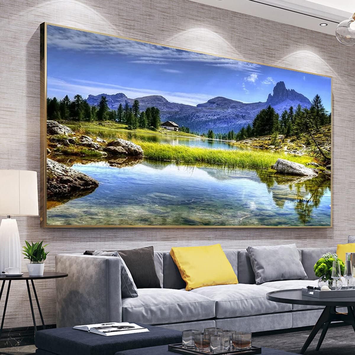 Instarry DIY 5D Diamond Painting Large Size Full Drill Natural Scenery Cross Stitch Embroidery Living Room Bathroom Decor Wall Art Art Set 59.1x23.6 inch