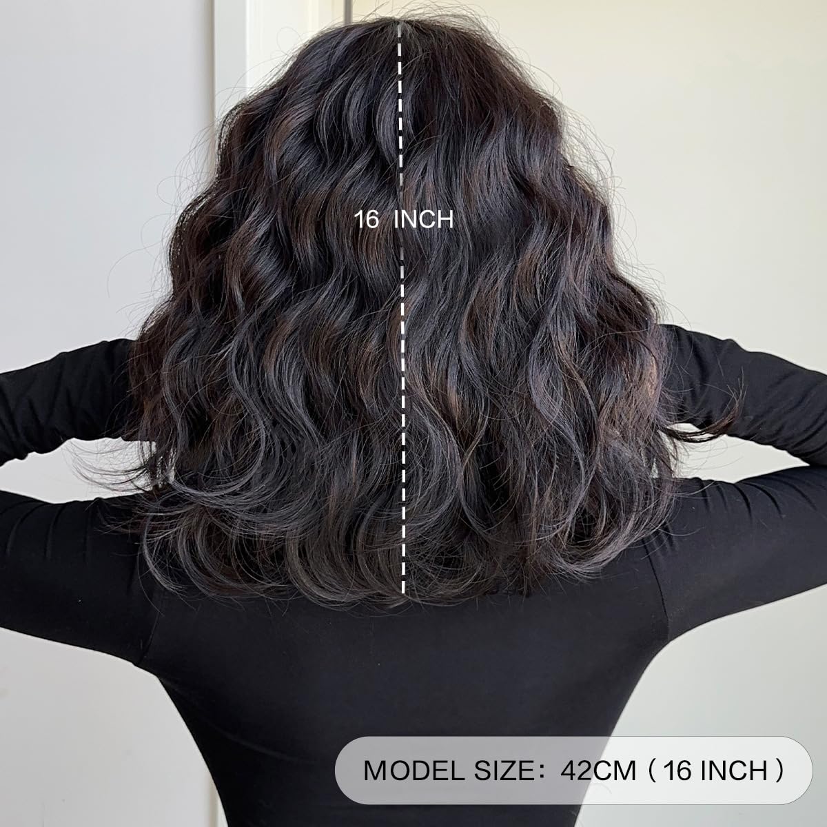 Black Brown Short Wavy Bob Wigs Human Hair Mixed Synthetic with Side Part Natural Looking for Black Women Daily Party Use - Image 3