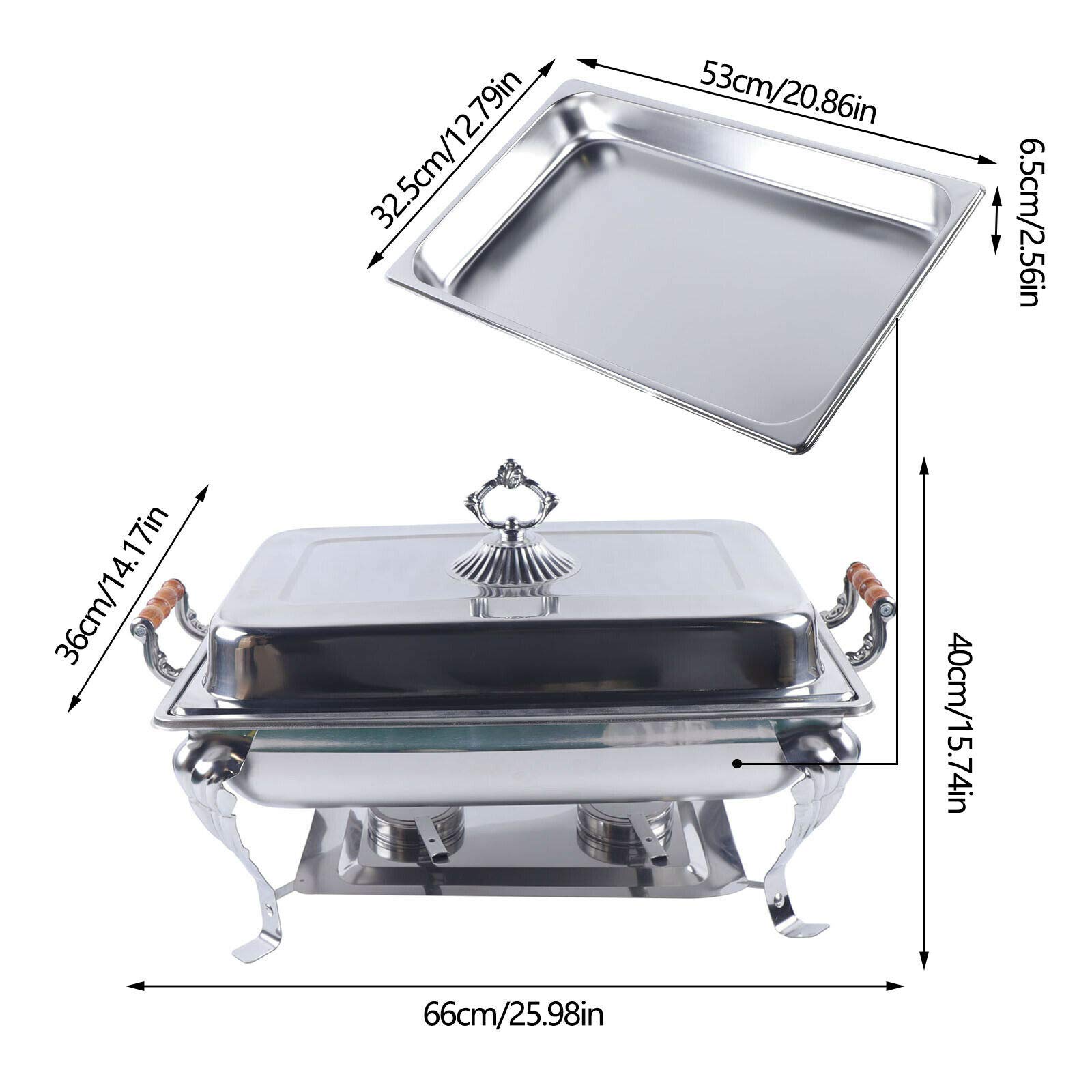 Chafing Dish Catering - Calentador de buffet con tapa (acero inoxidable, acabado brillante)