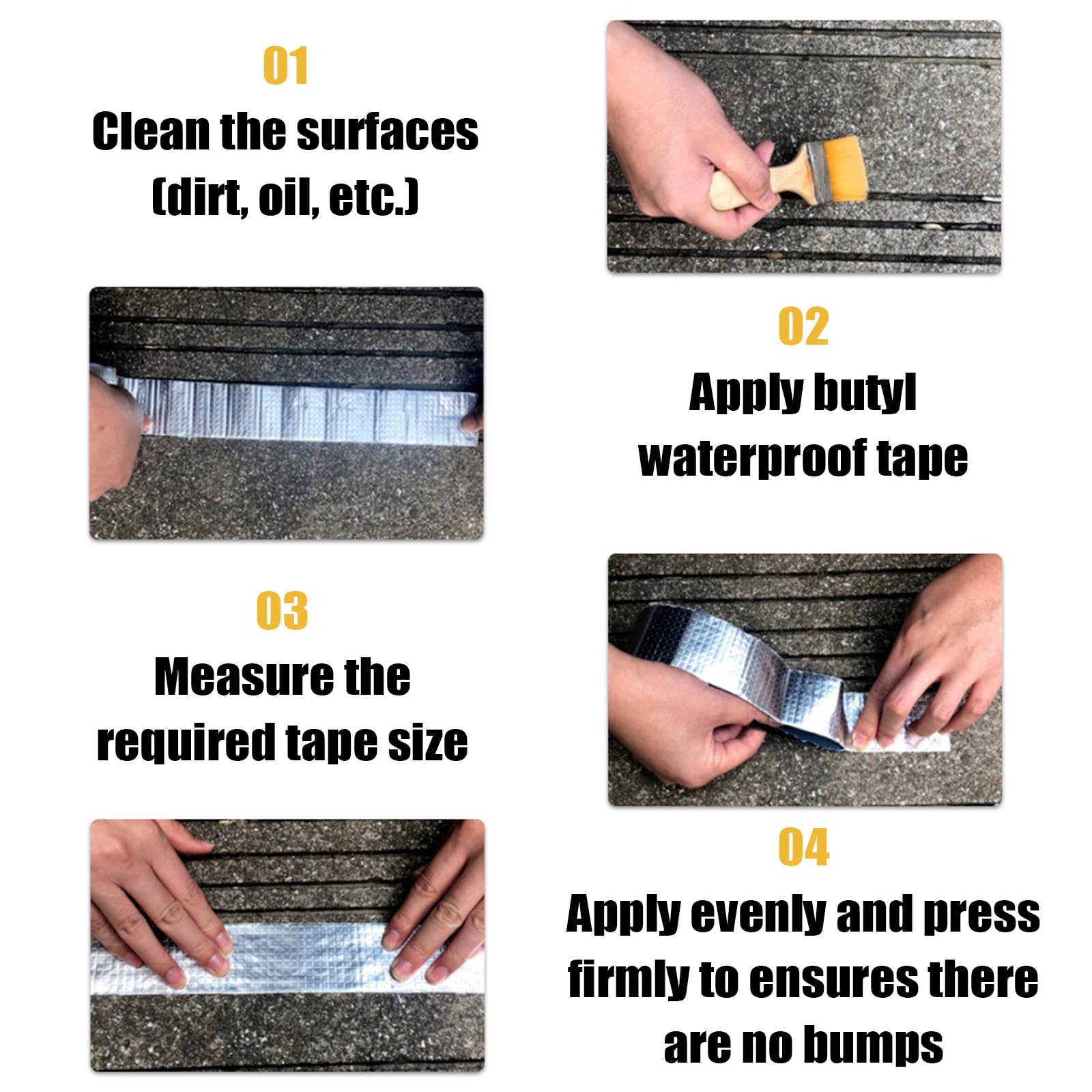 Cinta Impermeable Autoadhesiva,Cinta Fugas Agua Presion,Cinta De Butilo para ReparacióN,Apto para Uso Prolongado,Adecuado para Sellar TuberíAs Y Reparar Techos