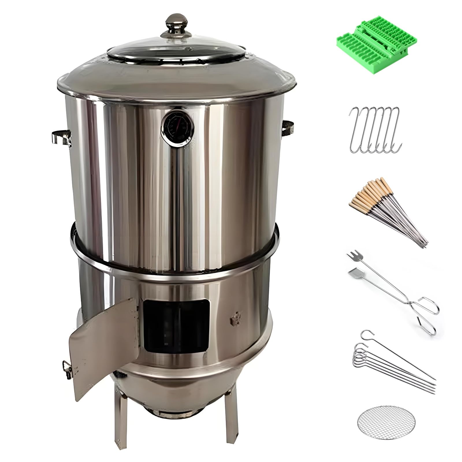 Barile per Affumicatura, Griglia Sospesa in Acciaio Inox per Barbecue, Rotazione a 360° Senza Fumo, Design Antiscottatura
