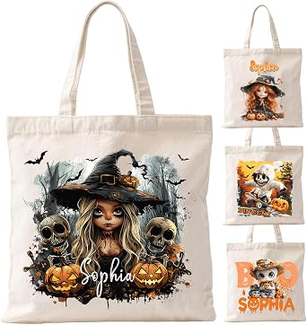 Halloween Trick or Treat Bags Personalized Name Halloween treat Bags Custom Goodie Candy Bag