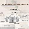LOLYKITCH 5.5 L Tri-Ply Stainless Steel Sauté Pan with Lid,30 CM Deep Frying Pan,Jumbo Cooker,Oven Safe and Ergonomic Detachable Handle