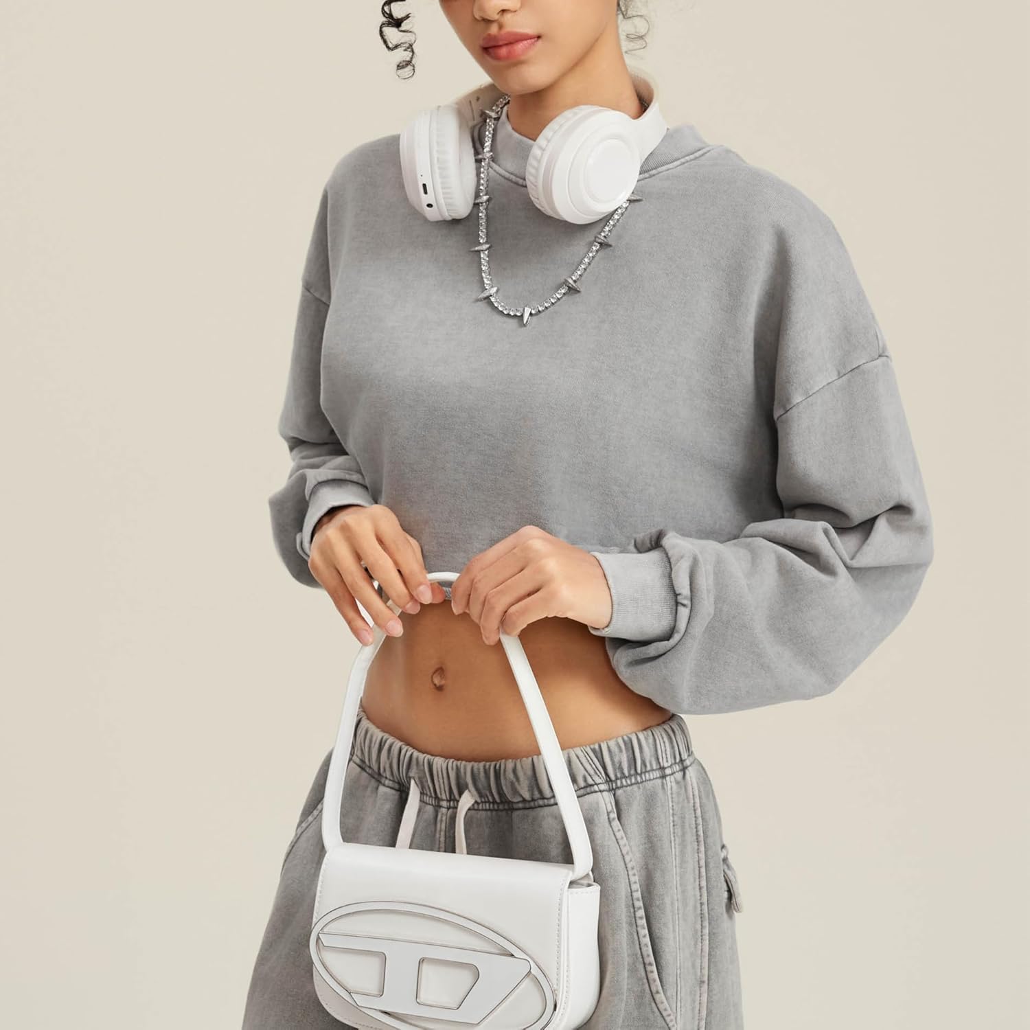 Hixiaohe Womens Cropped Sweatshirts Vintage Long Sleeve Pullover Tops Acid Wash Sweatshirt Hoodies for Women Workout Crop Top - Image 4