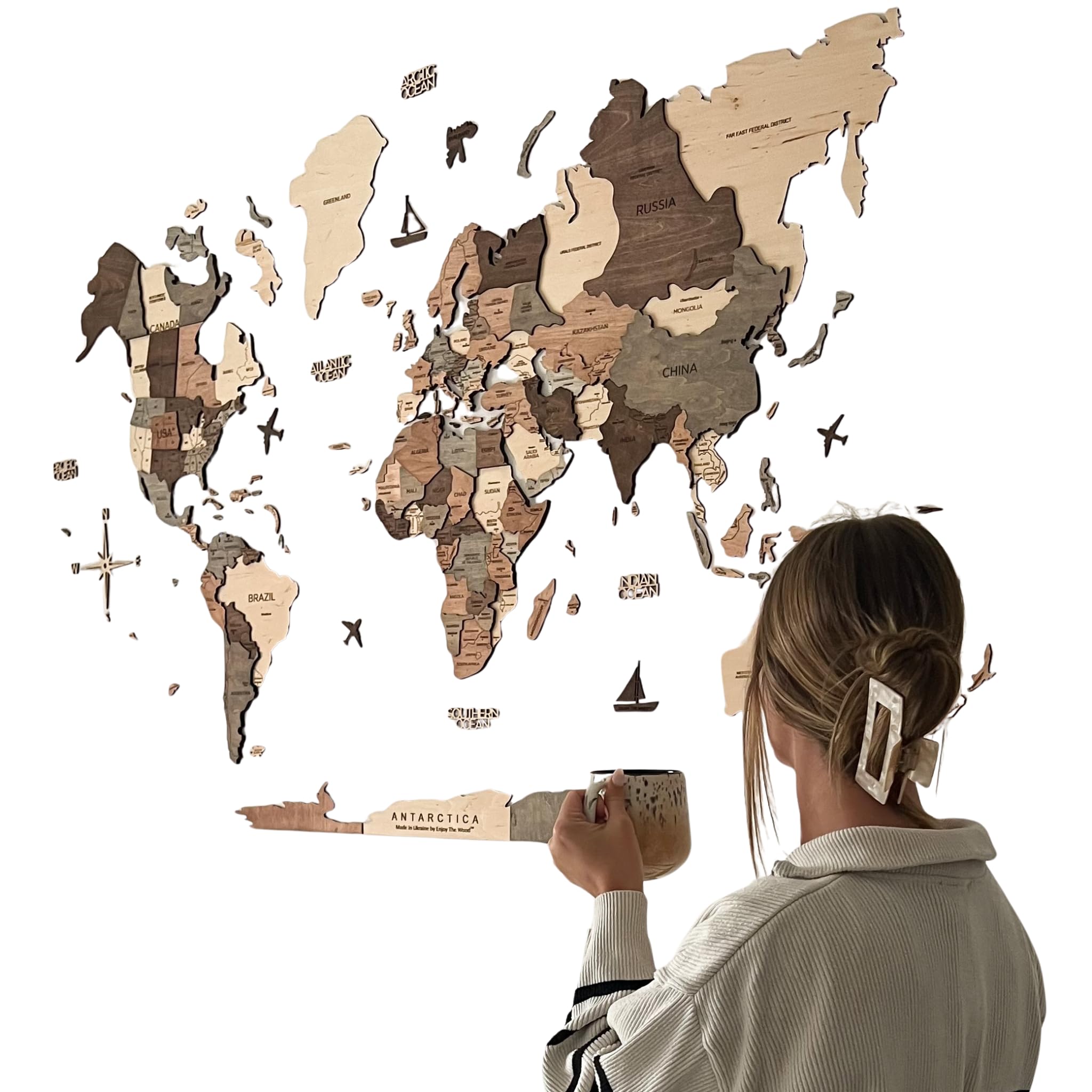 Amazon.com: Enjoy The Wood 3D Wood World Map Wall Art Large Wall