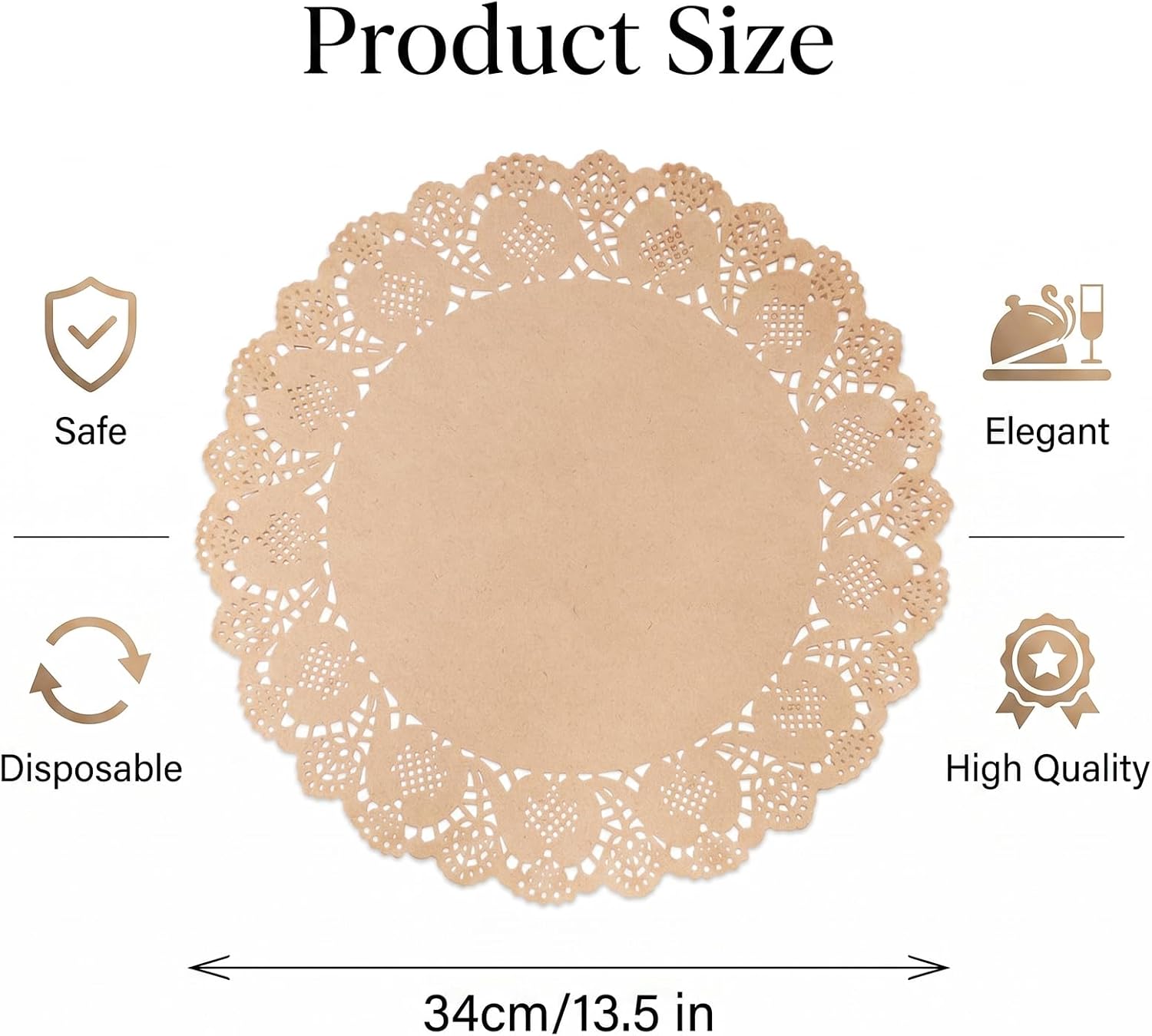 100 Pack Round Paper Doilies, 13.5 Inches Disposable Lace Placemats