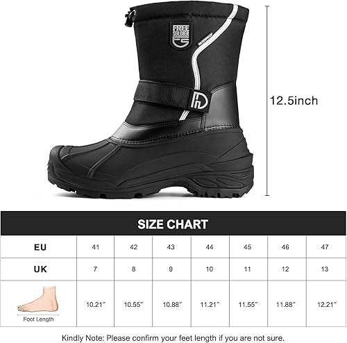Miniatura 6 de FREE SOLDIER Botas de nieve para hombre, impermeables, aisladas, antideslizantes, con forro extraíble