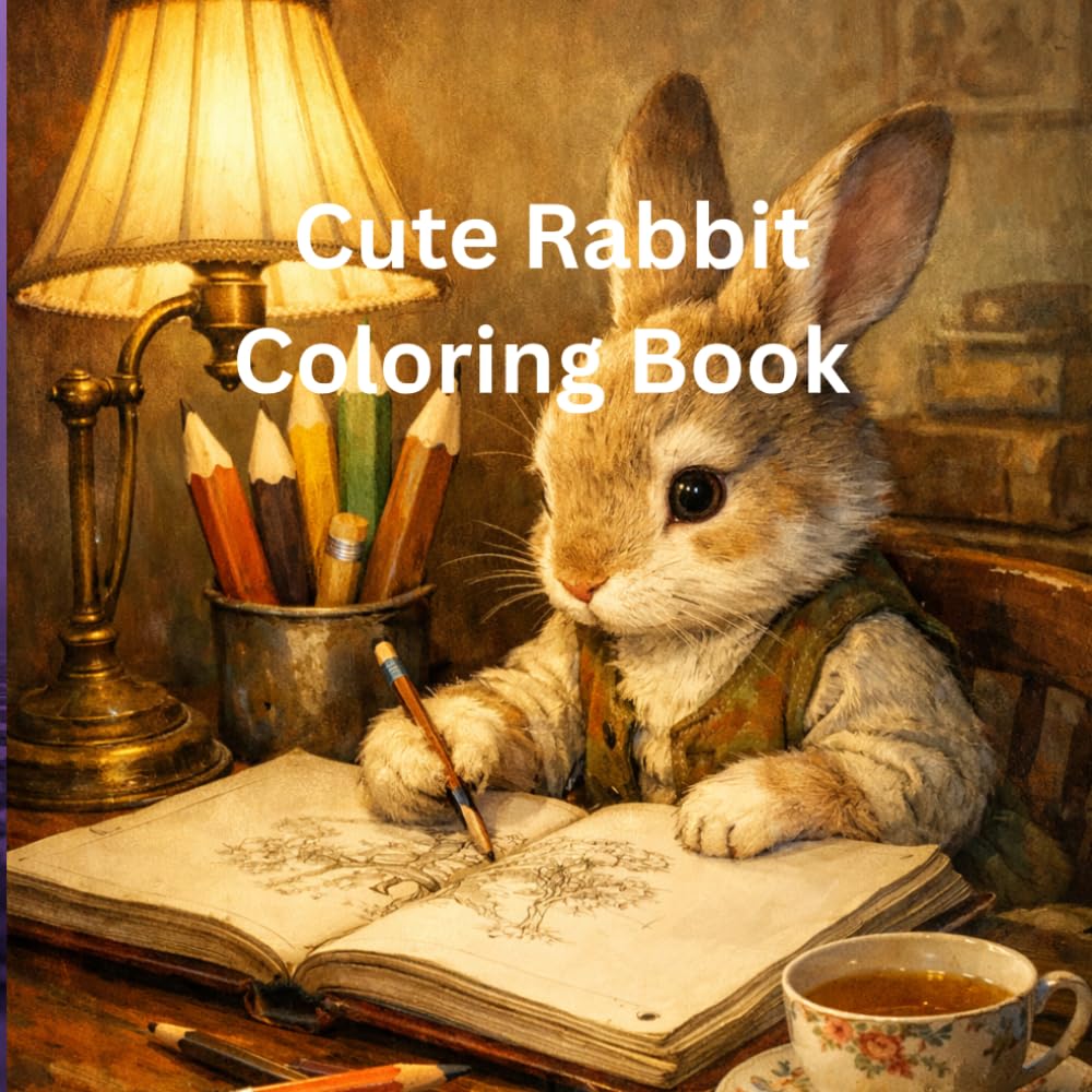 cute rabbit coloring book for kids: Cute Rabbit Coloring Book