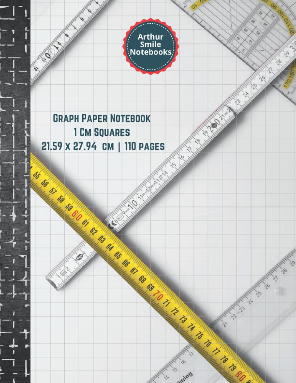 Graph Paper Notebook 1cm squares: 21.59 x 27.94 cm (8.5" x 11") - 110 pages, 1cm squares - light grey lines full page graph | Metric System Books| Arthur Smile Notebooks