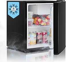 46L Small Table Top Mini Fridge, Counter Fridge with Reversible Door, Top High Temperature Resistance, Low Noise for Bedroom, Office, Black