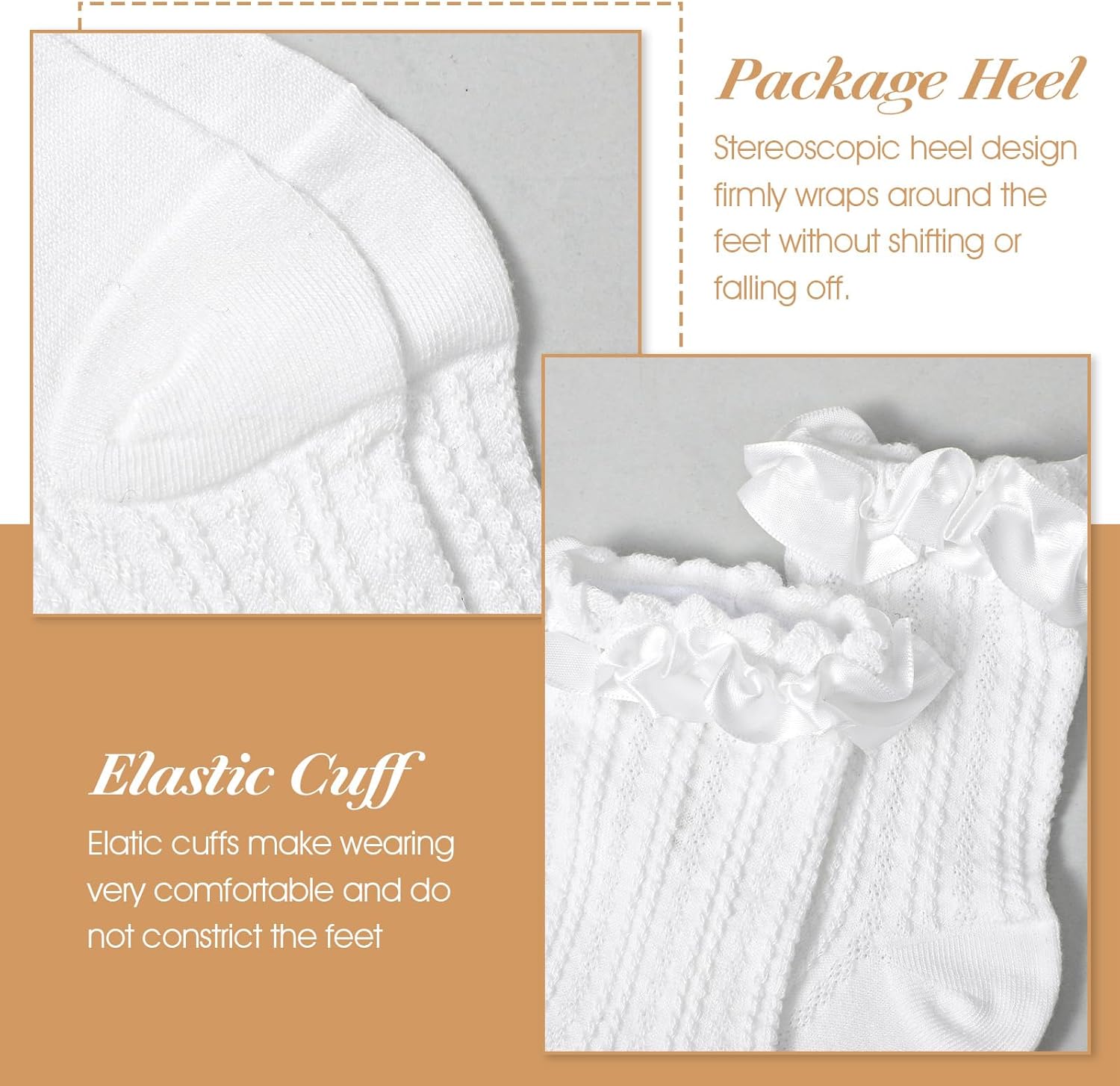 2 Pairs Ruffle Ankle Socks Women Ruffle Lace Socks Women Cute Stylish Cotton Ruffle Frilly Ruffle Dress Socks for Women(White & Black) - Image 3