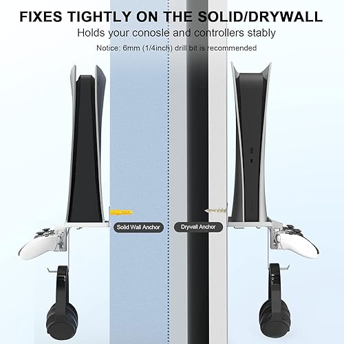 Miniatura 2 de BELOPERA Ps5Ps4 Wall Mount kit, 6-in-1 PS5 (Disc and Digital) Metal Wall Mount Stand with 2 Detachable Controller Hanging BracketHeadset