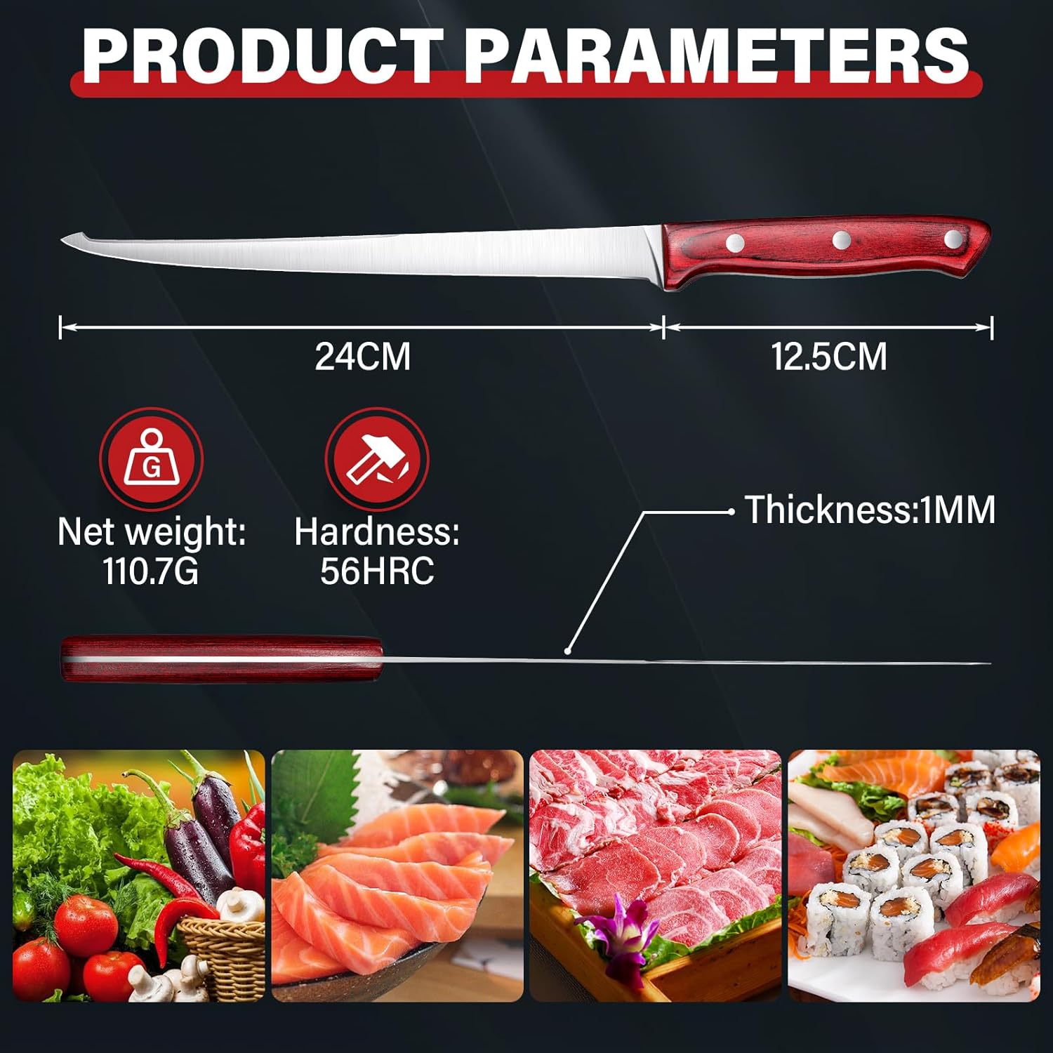 TAN REN 9 inch Professional Fish Knife and 6PCS Boning Knife Set for Meat Cutting Kitchen & Outdoor & BBQ