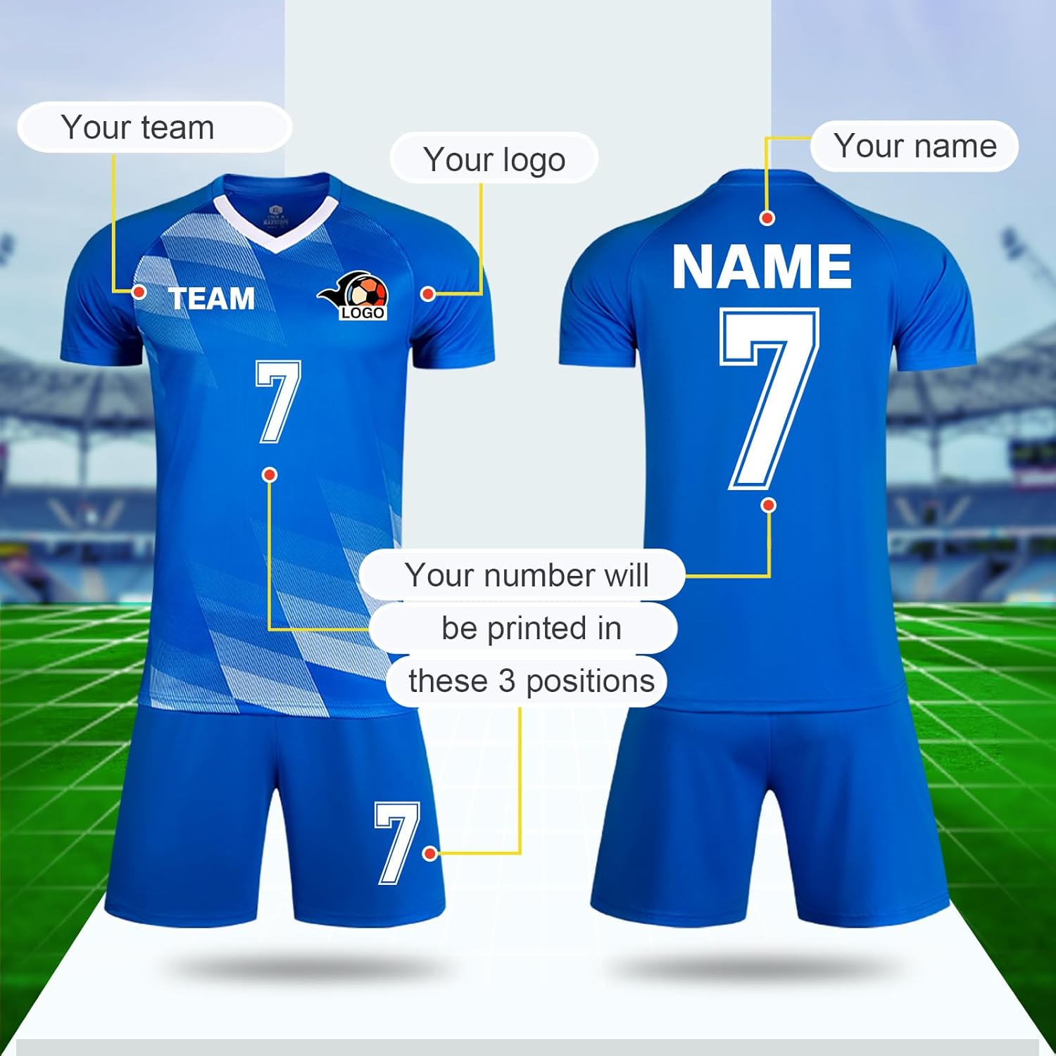 LAIFU Custom Soccer Jerseys for Men Women Kids Adults Personalized Soccer Shirt and Shorts with Name Number Logo - Image 2