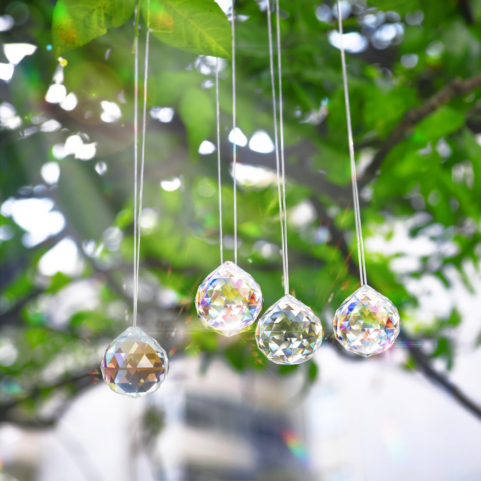 30mm/1.18" 20 Pièces Cristal Sphère Prismes Lumière Capturante Rainbow Pendentifs Fabricant, Cristaux Suspensifs pour Fenêtres, Feng Shui, Offrande (Couleur AB)