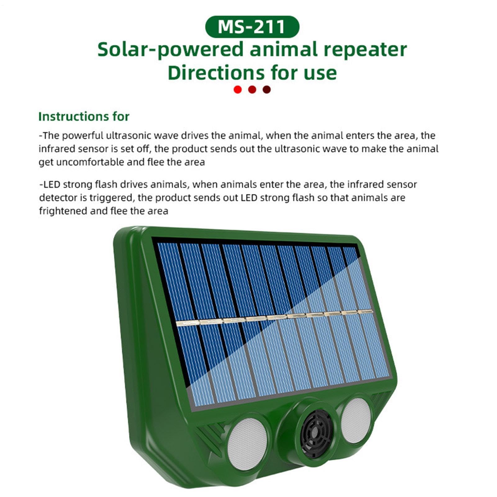 Ultraschall-Solar-Repeller, 20 - 36,5 kHz, zwei Beleuchtungsmodi, Repeller-Beleuchtung für Gartentiere, Sonnenkatzenabwehr, Tierabwehr, Ultraschall, Abwehrmittel für