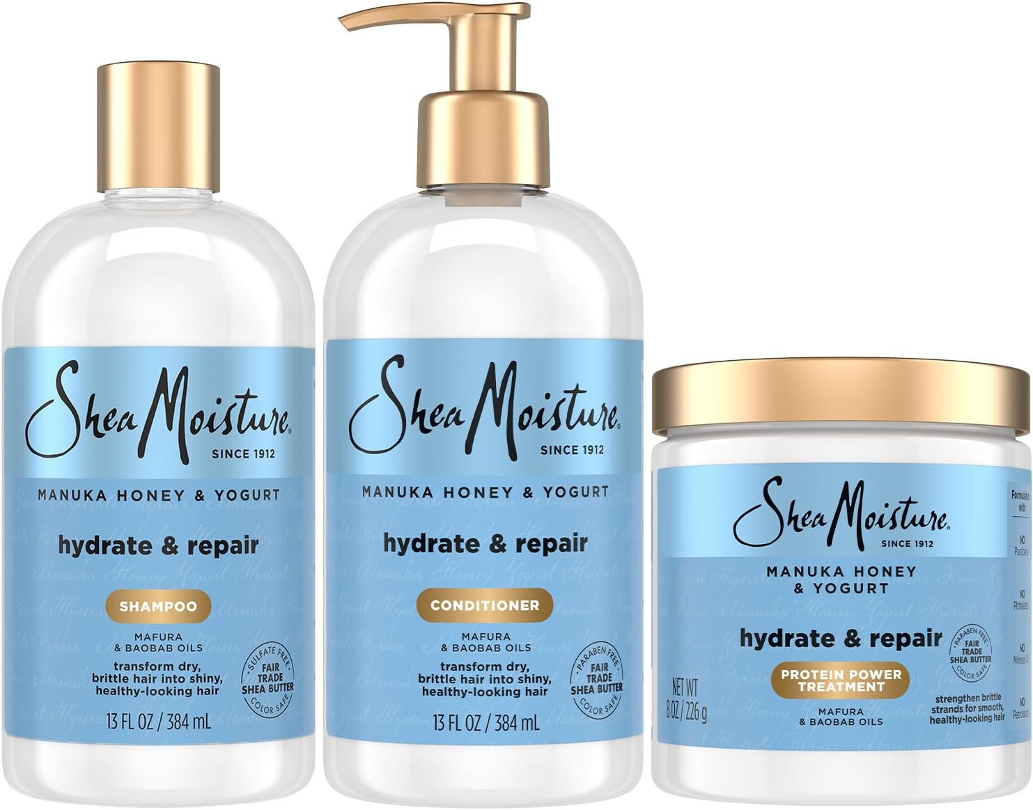 SheaMoisture Shampoo & Conditioner, Manuka Honey & Yogurt + Hair Mask