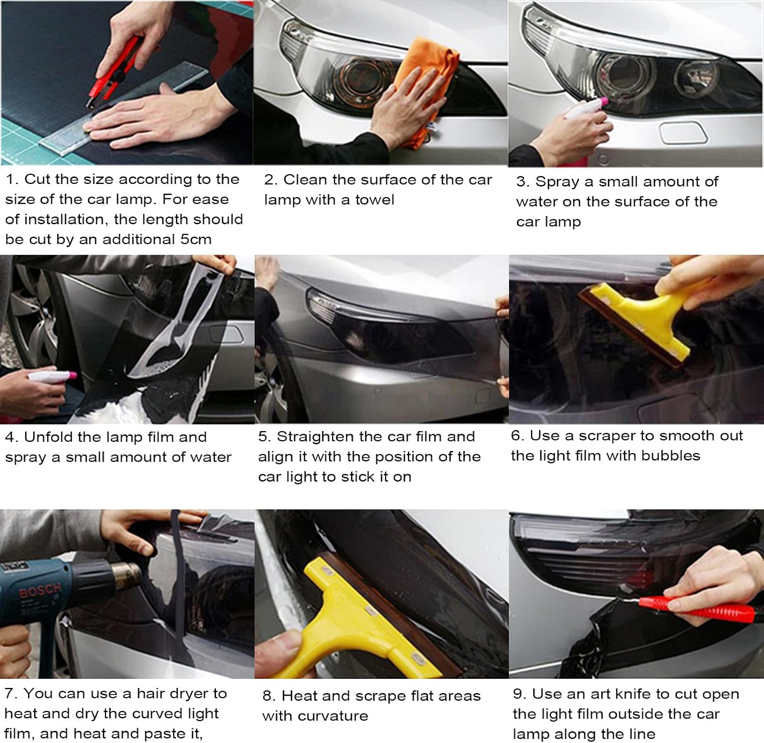 11.81 * 59.05 Inches Light Smoke Black Tint Film Vinyl Sticker for Car Headlights Or Taillights(Light Black)