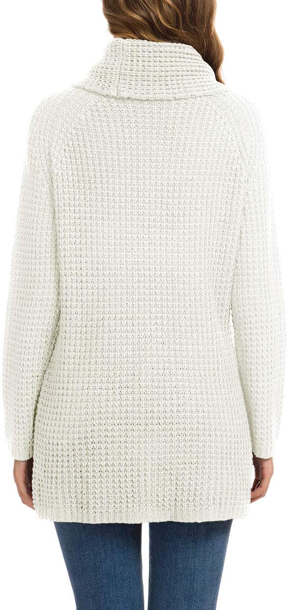 GRECERELLE Women's Fall Chunky Turtleneck Long Sleeve Asymmetric Hem Loose Knit Pullover Sweaters Tops, S-2XL - Image 4