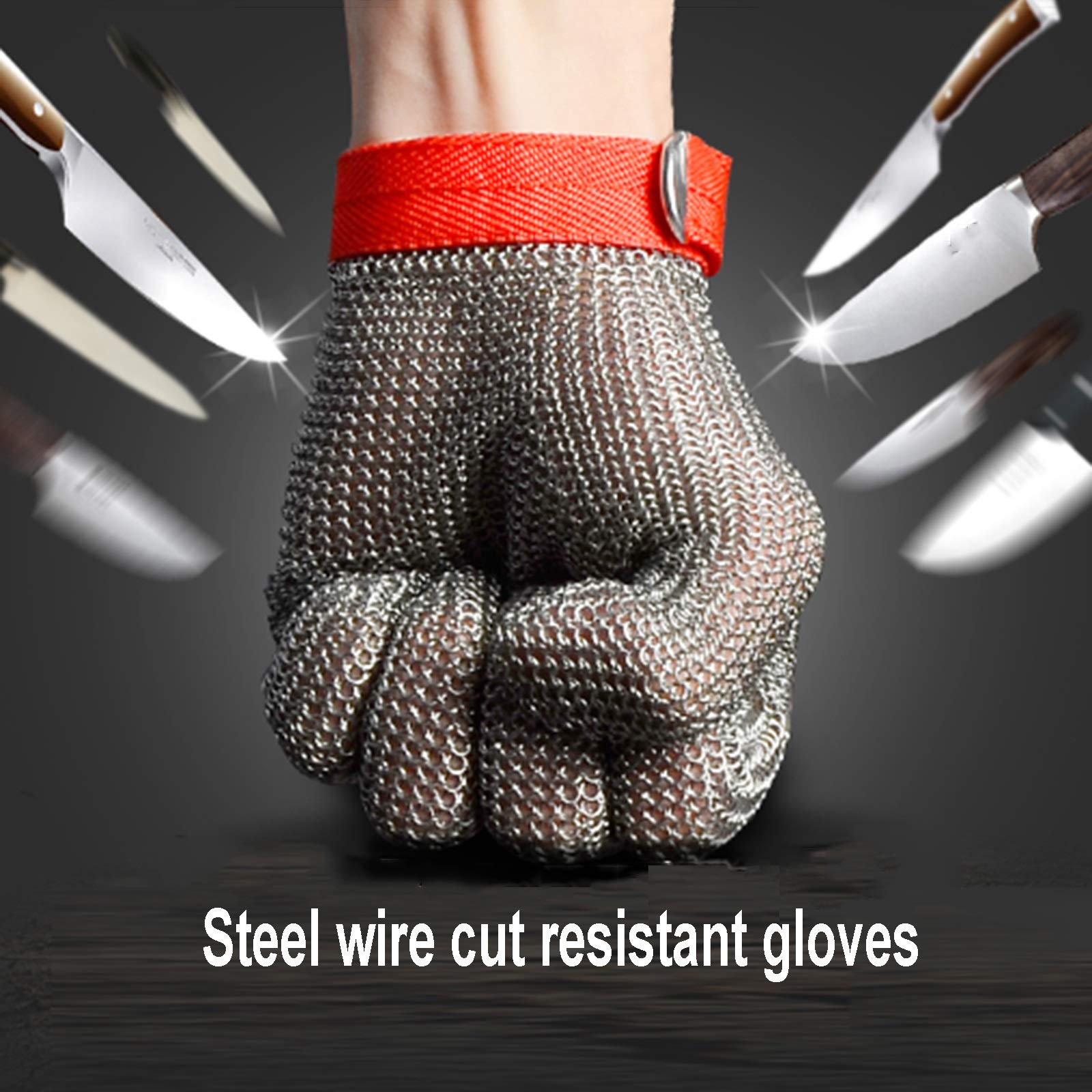 Guantes Anticortes, Guantes de Acero 304 Resistentes a Cortes, Guantes de Seguridad de Cocina de 5 Niveles de protección, para extracción de ostras, procesamiento de filetes de Pescado y Corte de Car