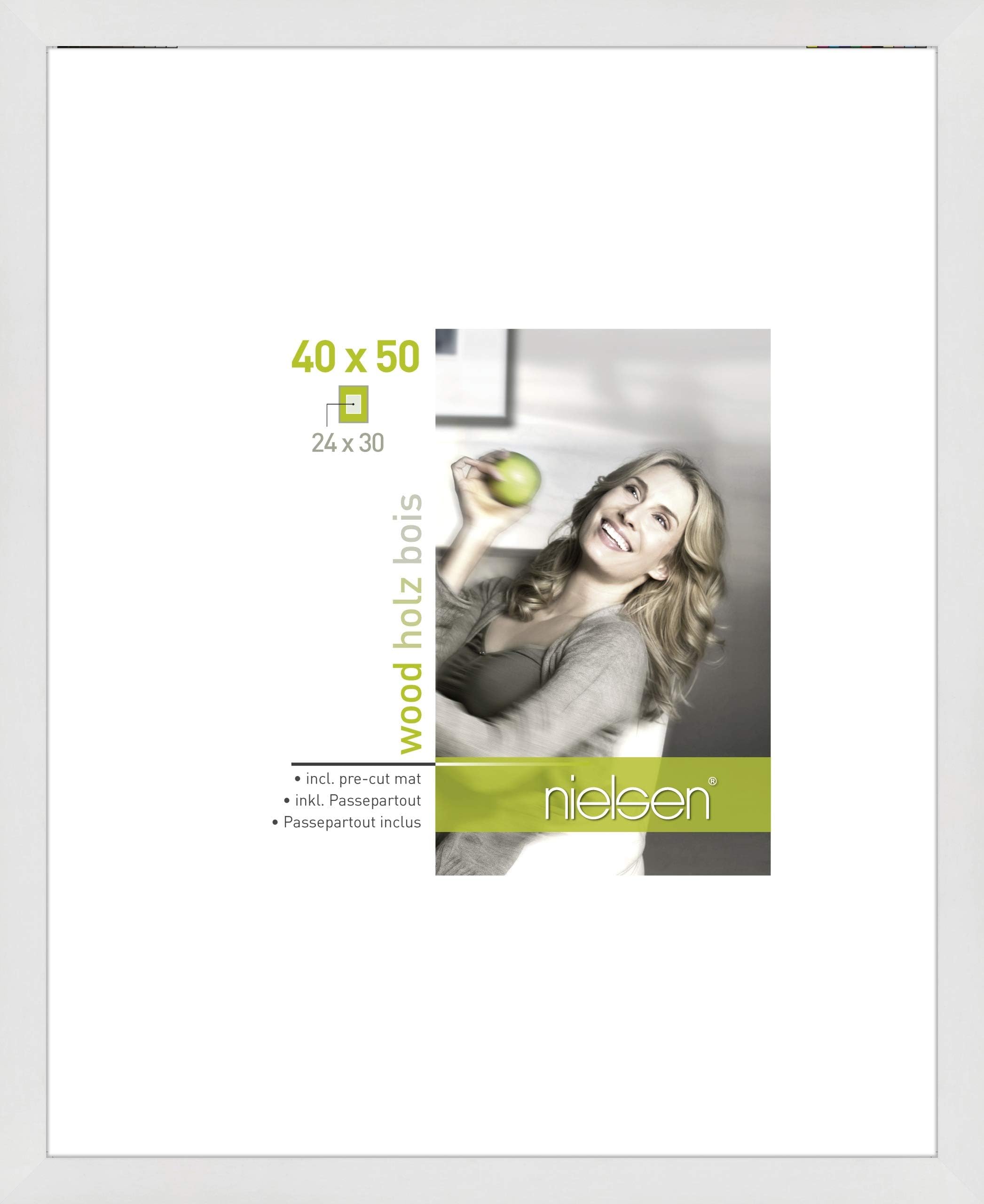 Accent wood picture frame Apollon, 40x50 cm, white