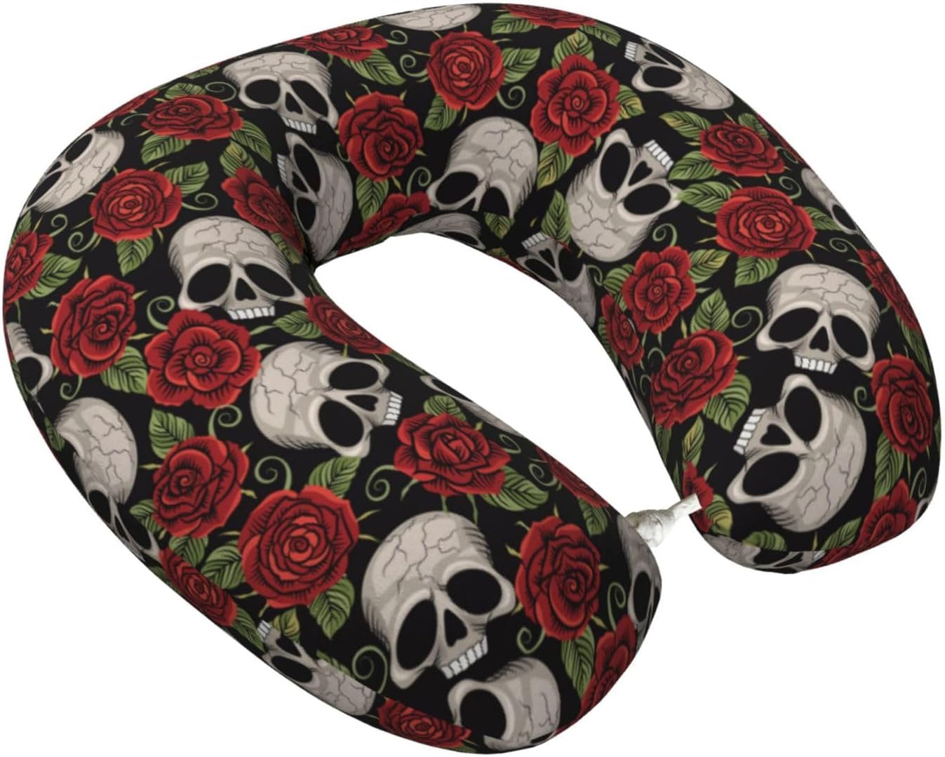 Red Rose Skull Travel Pillow Memory Foam Neck Pillow, Travel Essentials Airplane Pillow, Neck Pillow for Traveling/Sleeping, Travel Accessories for Women Men