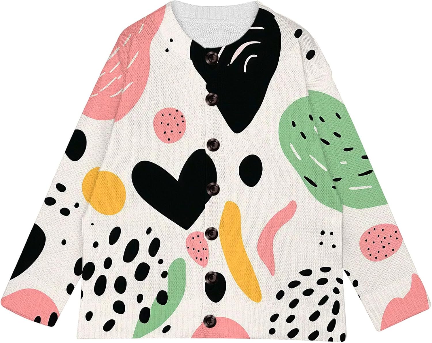 Valentine Sweater for Women Valentines Heart Cardigan Crew Neck Cute Lightweight Plus Size Ribbed Knit Button Sweaters - Image 3