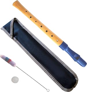 Flauta dulce de soprano C con funda, mango alemán, boquilla de plástico, color azul