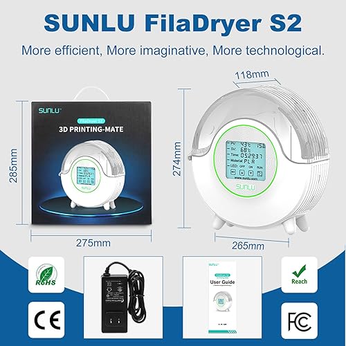 Miniatura 6 de SUNLU - Caja secadora de filamento S2 blanca para filamento de impresora 3D, deshidratador de almacenamiento de filamento mejorado para filamento