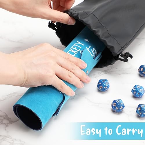 Miniatura 4 de Bandeja de dados de piel sintética con forma de gato azul para rodar, portátil, organizador de escritorio, accesorios DND, regalo único para