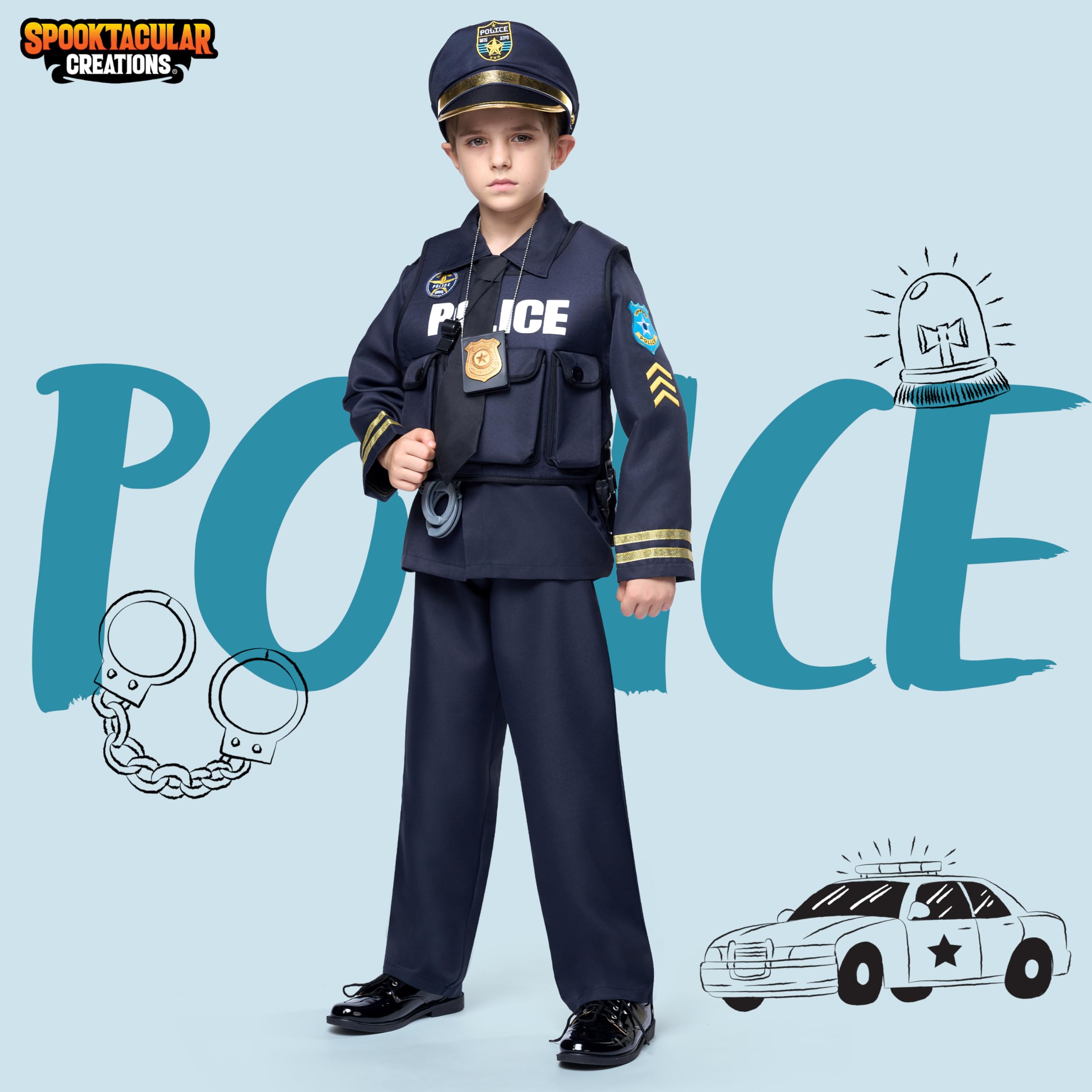 Spooktacular Creations Bambino Ragazzo Costume di polizia scuro stile premium
