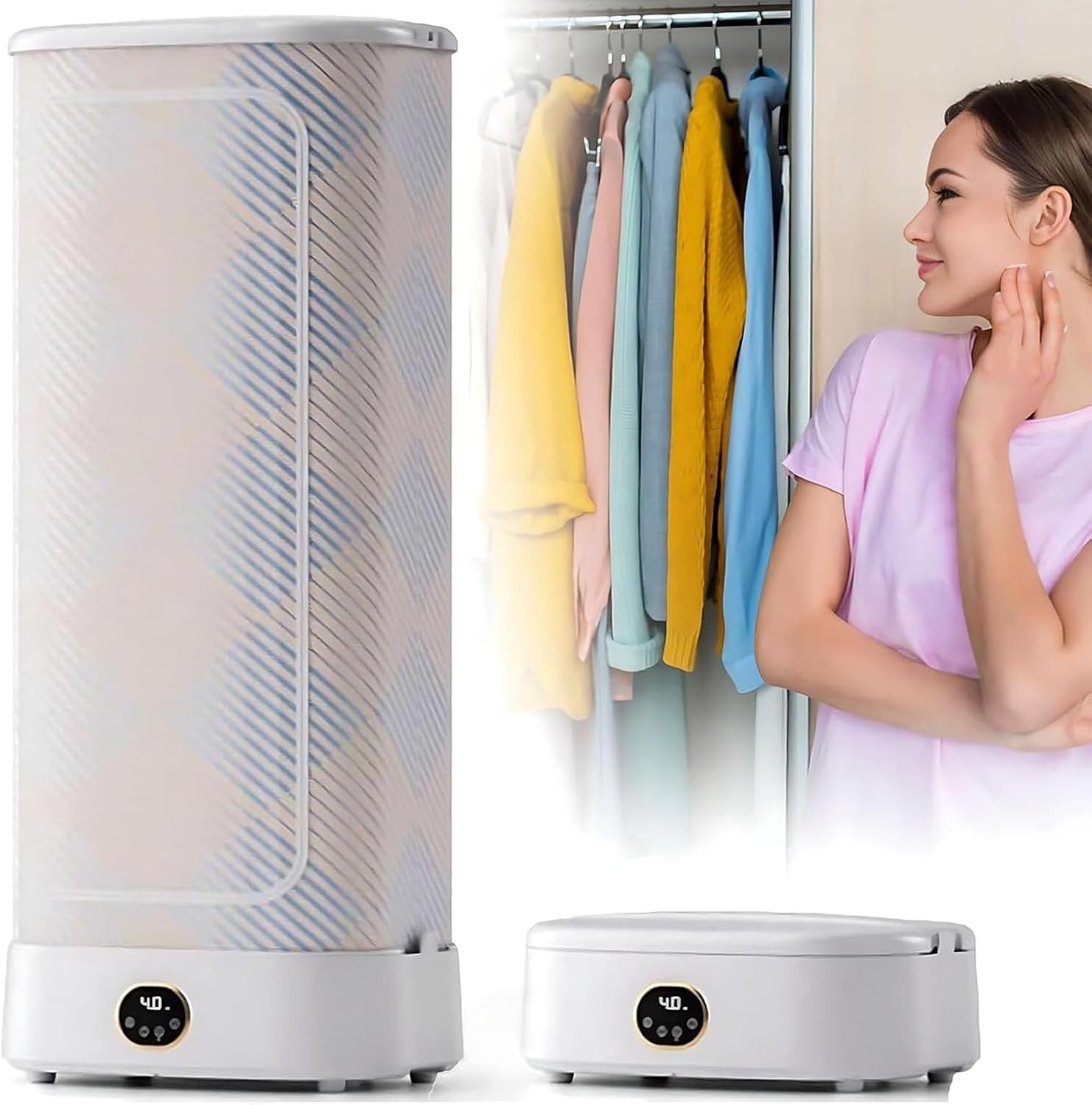 Portable Steam Press Ironing Machine, Automatic 360° Hot Air Circulation Dryer, Intelligent Clothes Drying with Timing Function for Efficient and Quick Ironing.