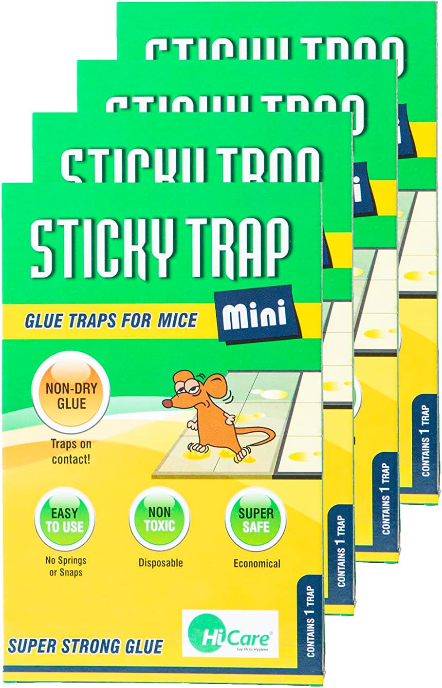 HiCare Mouse Glue Trap Flavored with Peanut Butter Smell - Mini (Pack of 4)
